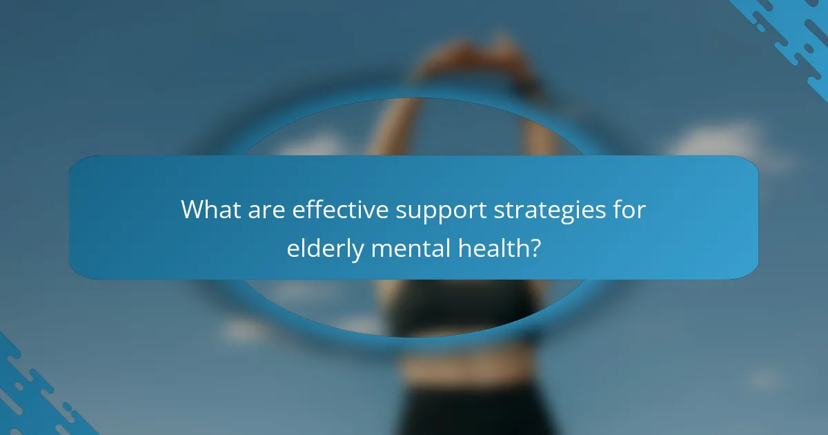 What are effective support strategies for elderly mental health?