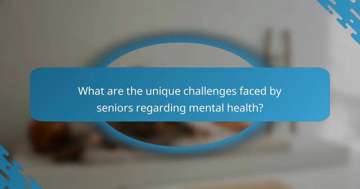 What are the unique challenges faced by seniors regarding mental health?