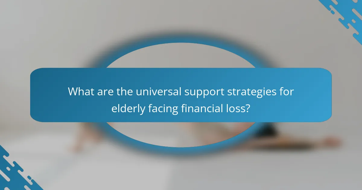 What are the universal support strategies for elderly facing financial loss?
