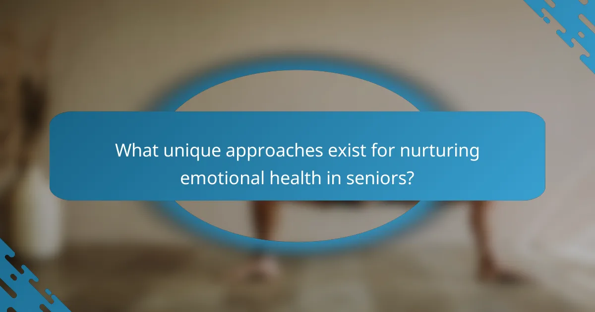 What unique approaches exist for nurturing emotional health in seniors?