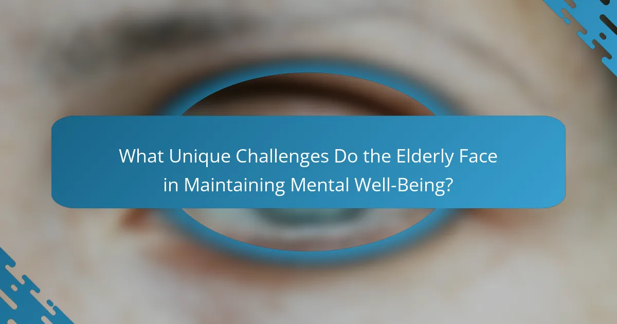 What Unique Challenges Do the Elderly Face in Maintaining Mental Well-Being?