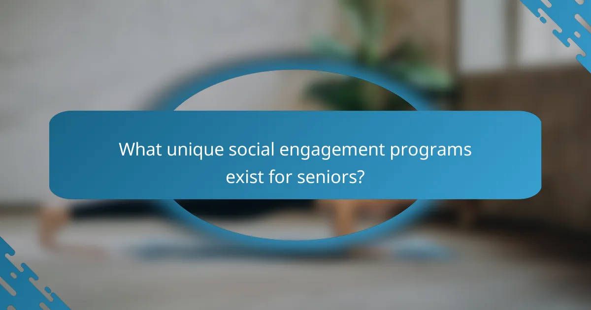 What unique social engagement programs exist for seniors?
