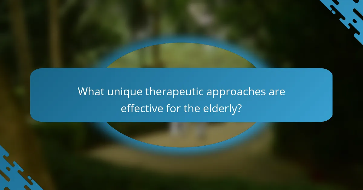 What unique therapeutic approaches are effective for the elderly?